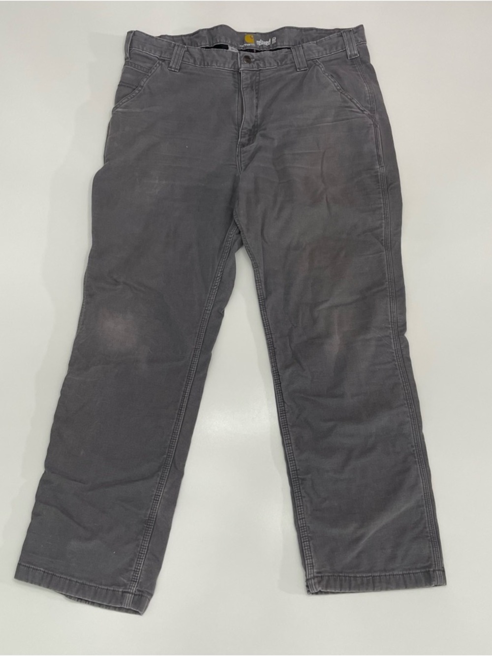 Carhartt Gray Relaxed Fit Lined Carpenter Work Pants Mens 38x30 Workwear Utility